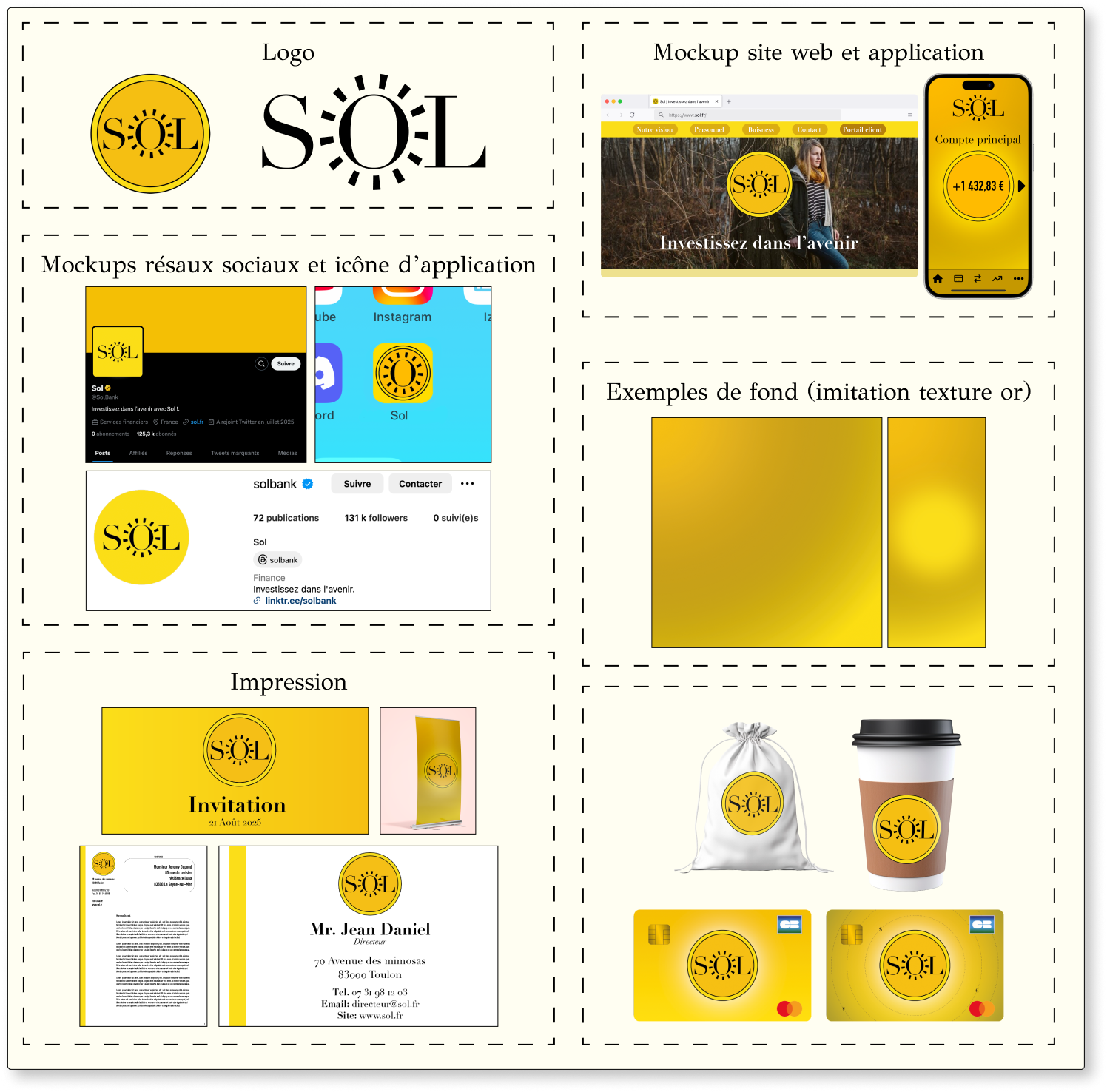 Tableau d'images de la banque en ligne fictive Sol